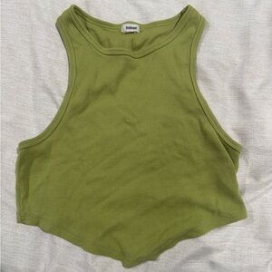 Garage Sage Green Ribbed Crop Top